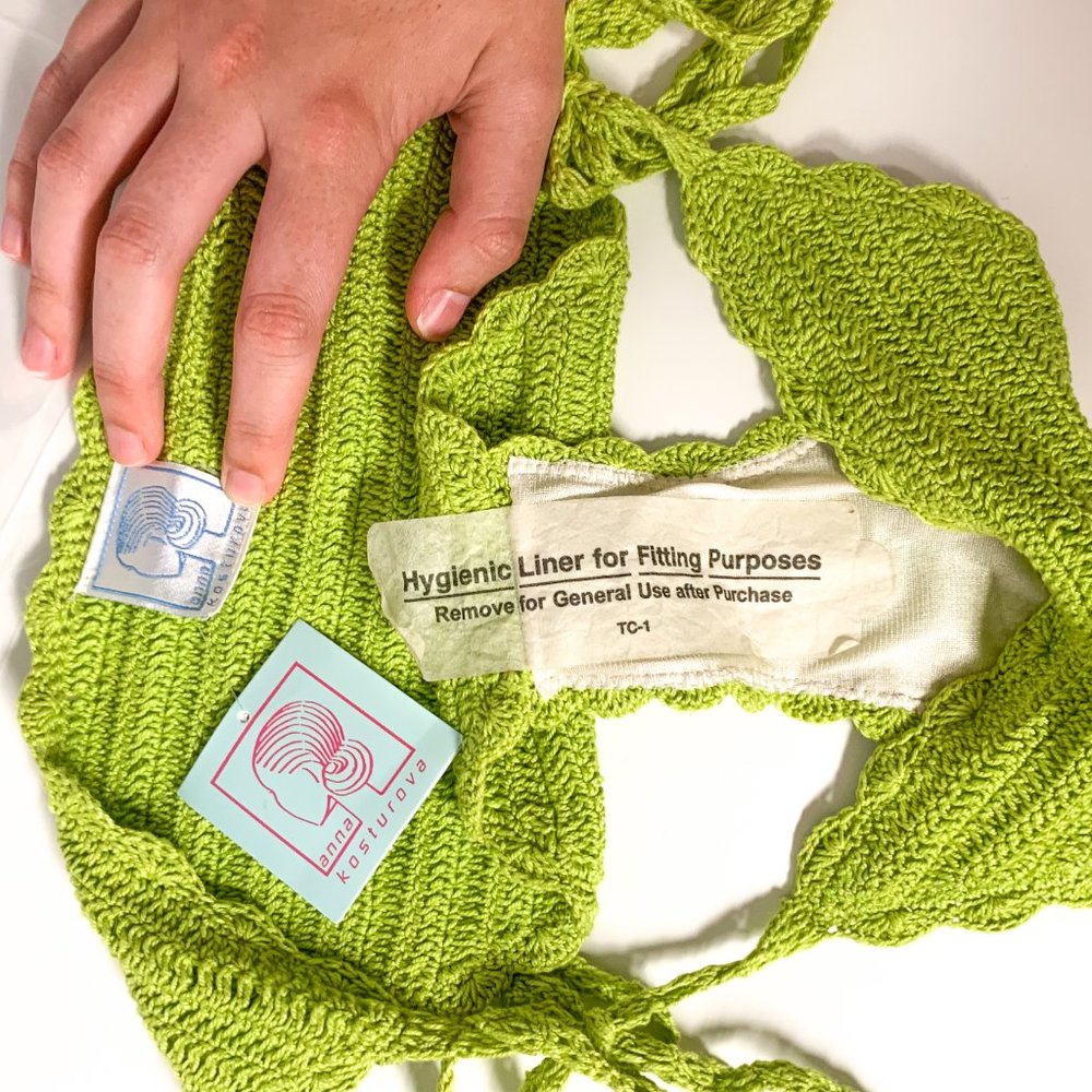 Luxury Handmade S Crochet Sequin Bikini Green - Picture 12 of 13